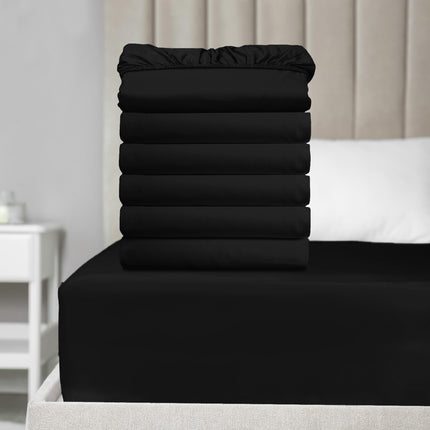 Elegant Comfort Luxury Soft Bed Sheets Dobby Stripe Premium Hotel Quality Microfiber Softness Wrinkle and Fade Resistant (6-Piece) Bedding Set, Queen, Burgundy Amaranth