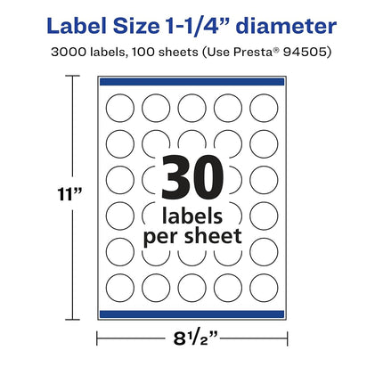 Avery Glossy Clear Round Labels with Sure Feed, 1.25" Diameter, 3,000 Glossy Clear Labels, Print-to-The-Edge, Laser/Inkjet Printable Labels
