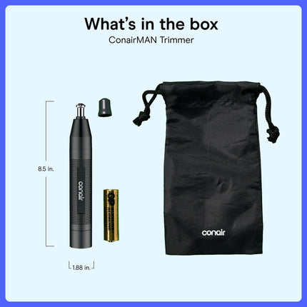 ConairMan Ear and Nose Hair Trimmer for Men, Cordless Lithium-Powered Trimmer, Patent 360 Bevel Blade for No Pull, No Snag Trimming Experience