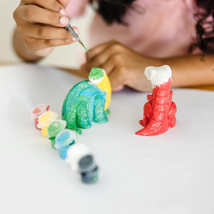 Melissa & Doug Created by Me! Dinosaur Figurines Craft Kit (2 Resin Dinosaurs, 6 Paints, Paintbrush) Dino Painting Kit for Kids