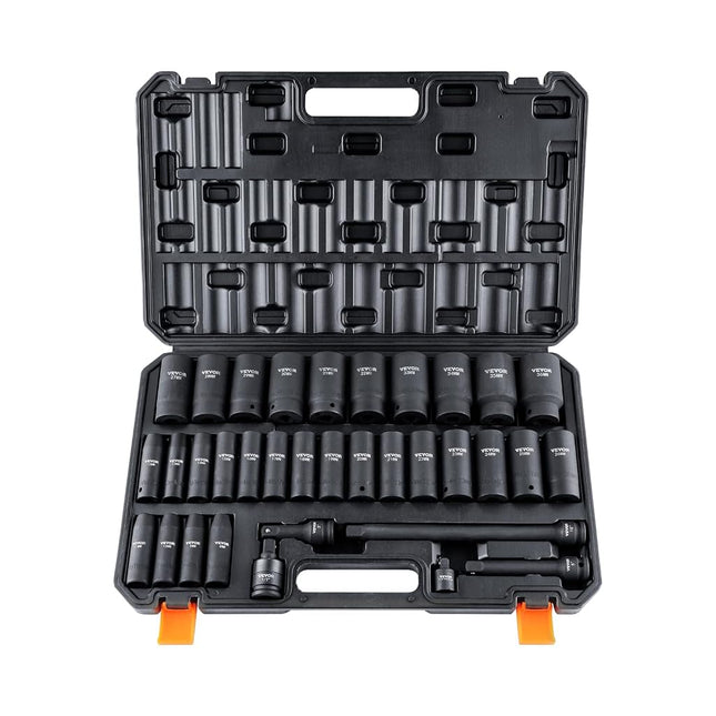 VEVOR 1/2" Drive Deep Impact Socket Set, 34pcs Soc