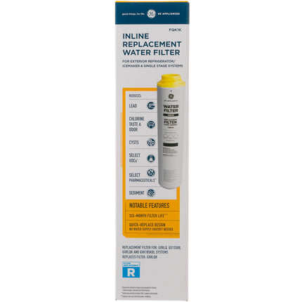 GE Under Sink Water Filter Replacement, Reduces Sediment, Rust & Other Impurities from Water, Easy Install, Fits GXRLQK Filtration System, Replace Every 6 Months, FQK1K