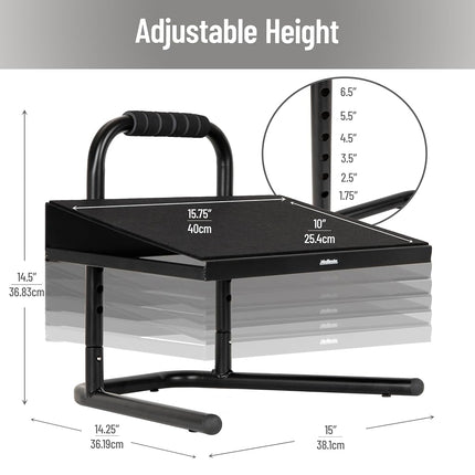 Mind Reader Foot Rest, Foot Stool, Under Desk at Work, Ergonomic, Adjustable, Office, Metal, 15" L x 14.25" W x 14.5" H, Black