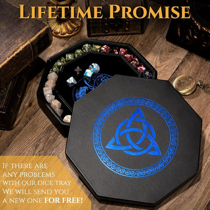 Premium Dice Tray for DND, Detailed World Tree & Triquetra Design – 23 CM
