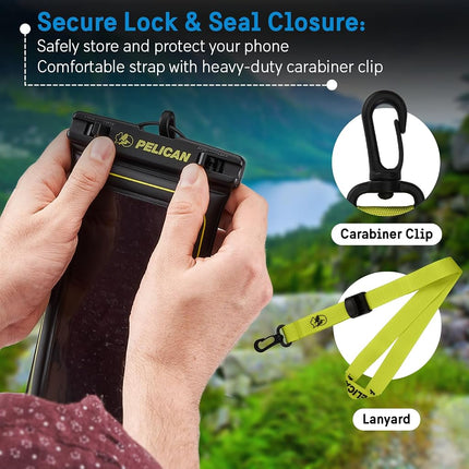 CASE-MATE 2 Pack - Marine Series Waterproof Floating Phone Pouch (Regular Size) - Smartphone Compatible - Black/Hi-Vis Yellow