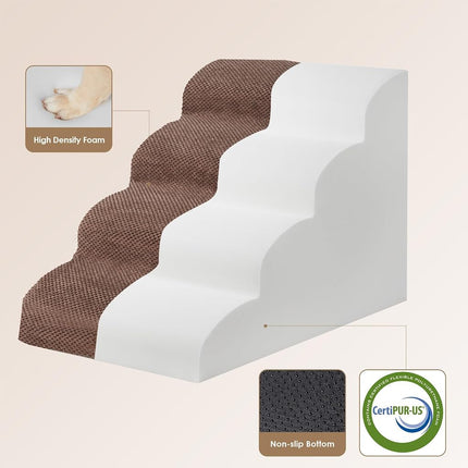 EHEYCIGA Curved Dog Steps for Bed and Sofa 50cm H, 4-Step, Brown