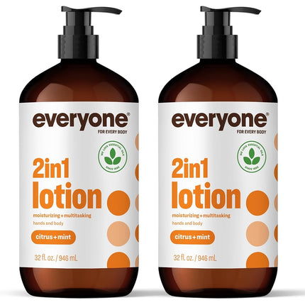 Everyone Nourishing Hand and Body Lotion, 32 Ounce (Pack of 2), Citrus and Mint, Plant-Based Lotion with Pure Essential Oils, Coconut Oil, Aloe Vera and Vitamin E