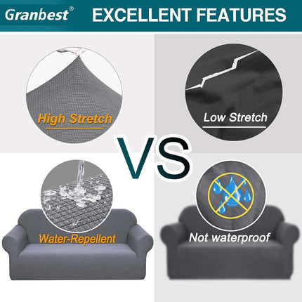 Granbest Premium Water Repellent Sofa Cover High Stretch Couch Slipcover Super Soft Fabric Couch Cover (Light Gray, X-Large)