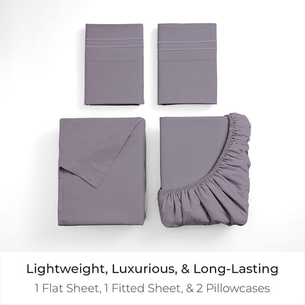 Mellanni Iconic 4-Piece, Ultra Soft Sheet Set (Full, Hazy Lilac)