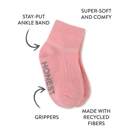 HonestBaby Chaussettes confortables en lot pour bébé, fabriquées de manière durable pour nourrissons, nouveau-nés, tout-petons, enfants (garçons, filles, unisexe), paquet de 10, Coucher de soleil rose, 0-6 mois