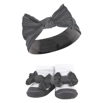 Set de regalo de diadema y calcetines para bebé Hudson, diseño de leopardo rosa salvaje negro, 2 unidades (paquete de 3)