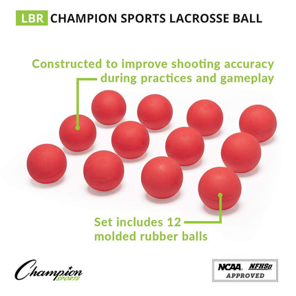 Champion Sports Official Lacrosse Balls (Red, Pack of 12)