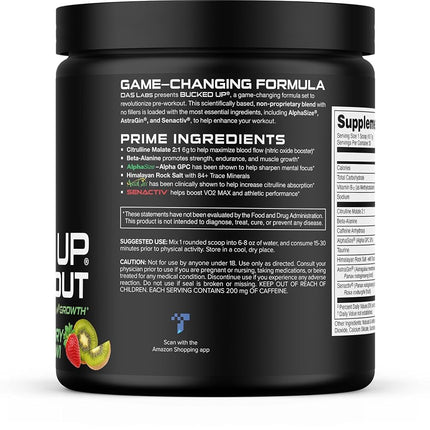 Bucked Up Pre Workout 6 Grams Citrulline, 2 Grams Beta Alanine, and 3 Other Registered trademarked Ingredients (Grape)