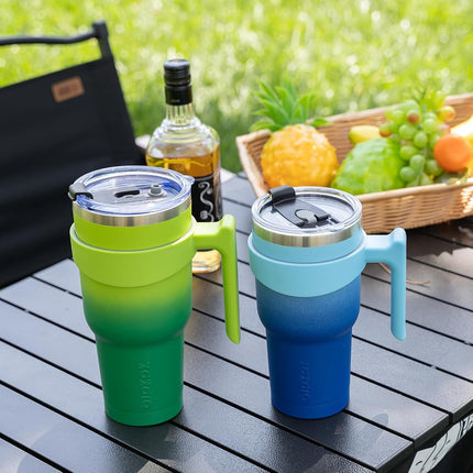 BJPKPK 600 ml Tumbler with Handle & Straw, Insulated Stainless Steel Mug