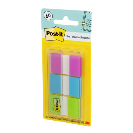 Post-it Flags, 60/On-The-Go Dispenser, 1 Dispenser/Pack, 1 in Wide, Purple, Blue, Green (680-PBG)