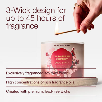 Bougie 3 Mèches Japanese Cherry Blossom Bath and Body Works