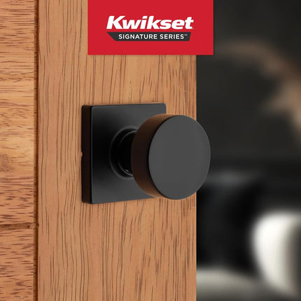 Kwikset 97402-854 Pismo Keyed Entry Door Knob Featuring SmartKey Security, Round, Iron Black