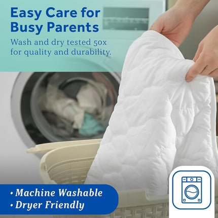 Sealy Baby Quilted Organic Cotton Top Breathable Fitted Waterproof Infant Crib Mattress Protector Pad and Toddler Bed Cover, Durable and Comfortable Topper, Machine Washable, 52” x 28”- Cream