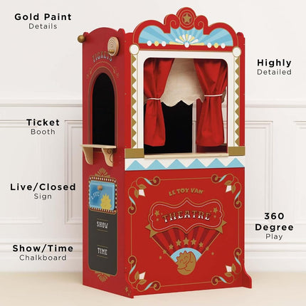 Le Toy Van - Wooden Educational Puppet Theatre | Kids Role Play Toy | Great As A Gift - Suitable for 3 Years +, Natural Wood