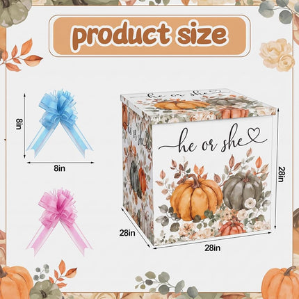 AmazingSpark 28in Giant Gender Reveal Gift Box Kit, Fall Pumpkin