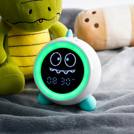 H-chin Kids Alarm Clock, Toddler Sleep Training Clock with Night Lights, Sound Machine, Time to Wake Grow Clock for Children (Green)
