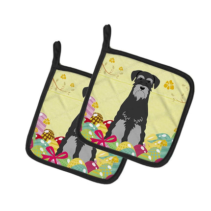Caroline's Treasures BB6034PTHD Par de agarraderas de Pascua Schnauzer estándar, tela, multicolor