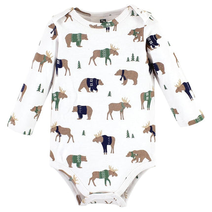 Hudson Baby Unisex Baby Cotton Long-Sleeve Bodysuits, Moose Bear Sweater, 3-6 Months, Moose Bear Sweater, 3-6 Months