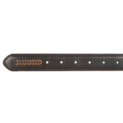 Nautica Mens Double Stitch Dress Leather Belt for Suits and Pants, Leather Laced - Brown, 40"