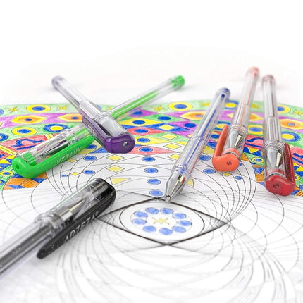ARTEZA Gel Pens, 60 Colours, 0.8–1.0 mm Tips, Glitter, Metallic, Pastel, Neon, Rainbow Hues, Writing Pens for Scrapbooking, Doodling, and Journaling (Package may vary)
