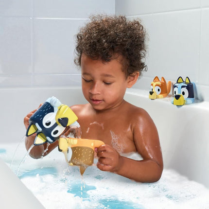 Toomies Bluey's Family Pourers with Designs Featuring Chilli, Bandit, Bingo, and Bluey - Nesting, Stacking Cups for Bath Time - Officially Licensed Bluey Toys - Baby Bath Toys for +18 Months