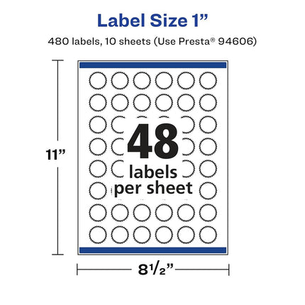 Avery Glossy Clear Starburst Labels with Sure Feed, 1", 480 Glossy Clear Labels, Print-to-The-Edge, Laser/Inkjet Printable Labels