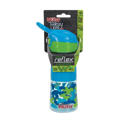 Gobelet antifuite avec bec souple Flip-It Nuby Thirsty Kids - 360 ml - 18 mois et plus - Aqua Camo - Essentiels pour la rentrée des classes