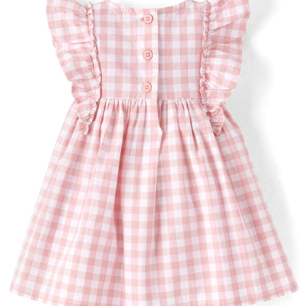 The Children's Place Baby Girl Newborn Ruffle Dress, Rose Petal Gingham, 0-3 Months