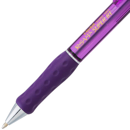 Bolígrafo Pentel RSVP Super RT, (1.0 mm) trazo medio, tinta violeta, caja de 12 (BX480-V)