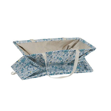 Household Essentials 2244 Krush Canvas Utility Tote | Reusable Grocery Shopping Laundry Carry Bag | White With Floral Design, 22" L X 11" W X 13" H