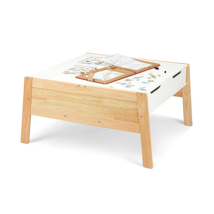 Melissa & Doug Wooden Art and Activity Table with 4 Wooden Bins - Light Woodgrain/White
