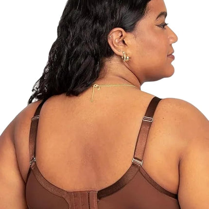 Curvy Couture Women's Sheer Mesh Full Coverage Unlined Underwire Bra, Chocolate, 42E