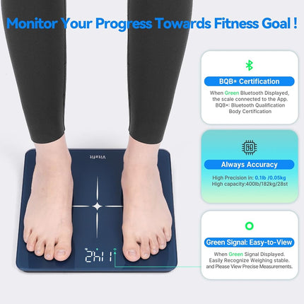 Vitafit Smart Weight Scale, High Precision Assured by Scale Body Weight Professional Factory Since 2001, Free App Sync 13 Body Composition with BMI and Fat, Blue