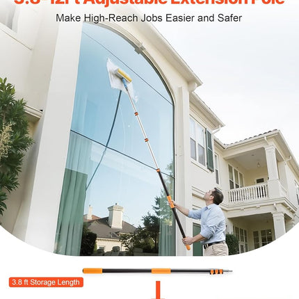 VEVOR Telescopic Extension Pole, 4-12 FT Multi-Purpose Extendable Pole, Sturdy Aluminum Alloy Paint Pole Extension with Flip-Lock Design, High Reach Roller Stick for Painting, Dusting and Cleaning