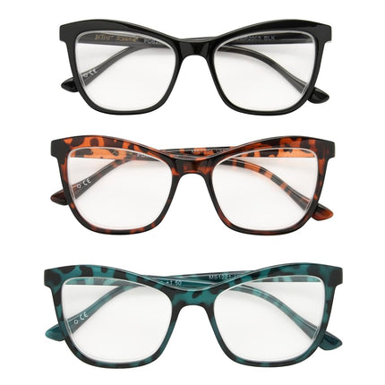 Lentes de lectura Telcroc de Betsey Johnson para mujer, Negro, Carey, Carey verdoso, 2.5X