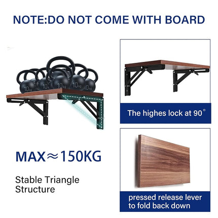 Folding Shelf Brackets, 8 Inch Heavy Duty Foldable Brackets for Wall Mounted Table, 4 Pcs Collapsible Space-Saving Shelf Supports