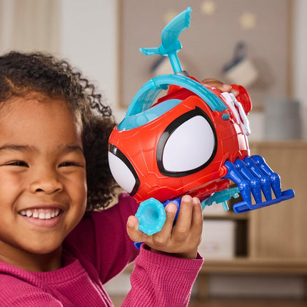 Marvel Spidey and His Amazing Friends Team Spidey Copter, 7.6-cm (3 inch) Action Figure & Toy Vehicle with Projectile, Super Hero Toys, Ages 3+, Red