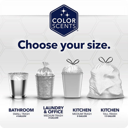 Color Scents Tall Kitchen Trash Bags - 13 Gallon, 20 Bags (1 Pack of 20 Count), Drawstring - White Bag in Lavender + Sage Scent with Microban