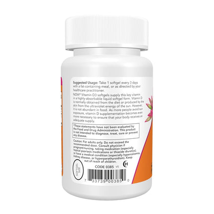 NOW Supplements, Vitamin D-3 10,000 IU Softgels, Vitamin D, Joint Support, 240 Softgels