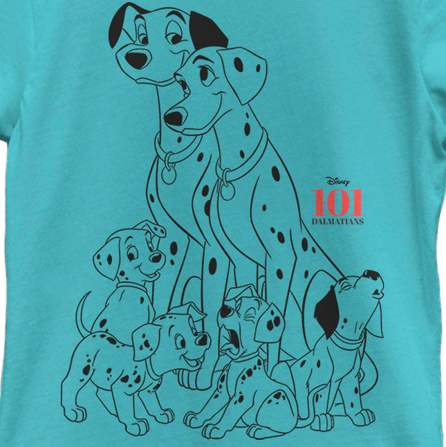 Camiseta de manga corta para niña Disney Little, Big 101 Dalmatians Dog Pile, azul Tahití, talla XL