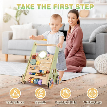 LOL-FUN Wooden Baby Walker for Toddlers 12 Months Push Along Toys