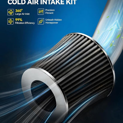 PHILTOP 3" Cold Air Intake Kit Fit for 2007-2012 Nissan Altima 2.5L, Black