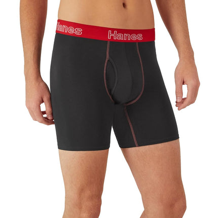 Hanes Men's Tagless Stretch - 6 Pack Black Boxer Briefs, Black, M UK
