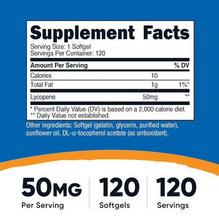 Nutricost Lycopene (50 mg) 120 Capsules, Gluten Free, Non-GMO, and Suitable for Vegetarians