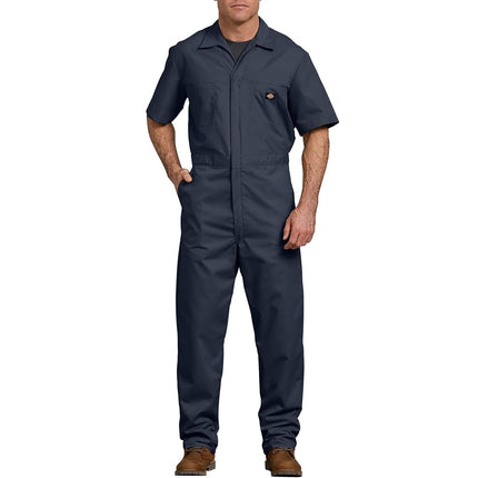 dickies Mens Short Sleeve Poplin Coveralls, 5X Tall, Dark Navy